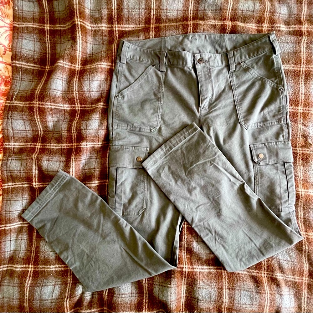 NWOT Womens Duluth Trading Co Fire Hose Pants Size 12 Gray Blue Steel